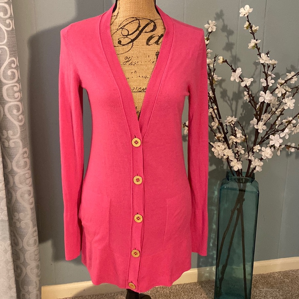 Lilly Pulitzer Barbie Pink Wool Blend Cardigan Sweater